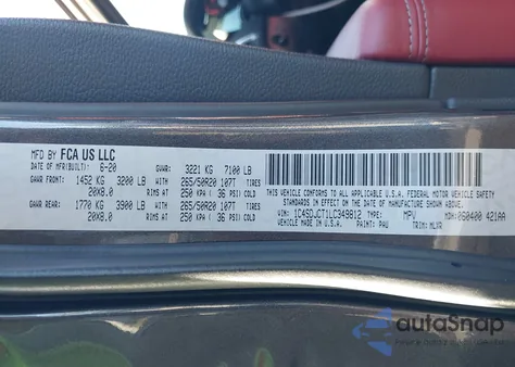 2020 Dodge Durango R/T Awd z USA, uszkodzony, nr VIN 1C4SDJCT1LC349812